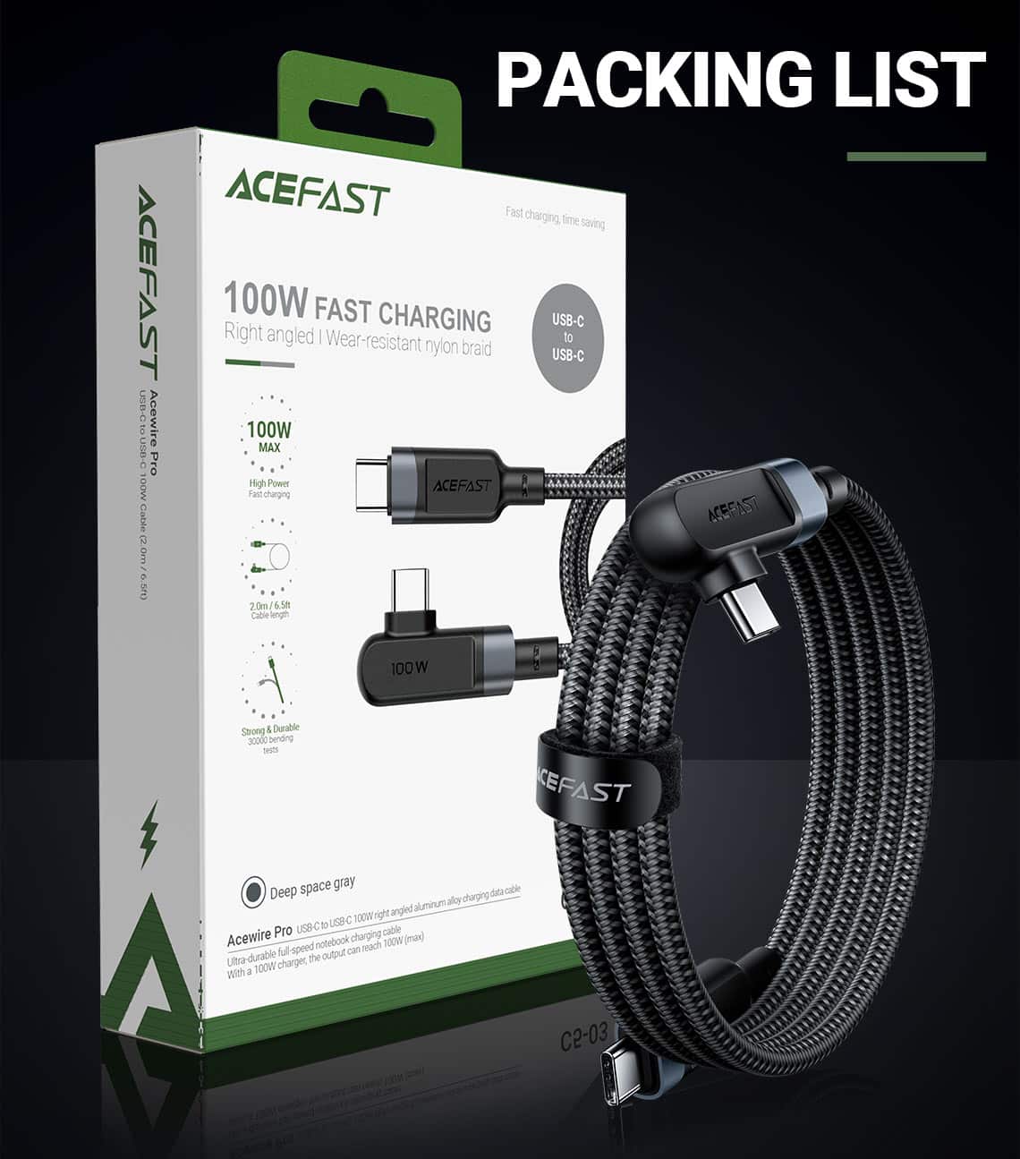 ACEFAST C5 03 100W USB C to USB C Charging Data Cable 2M 10