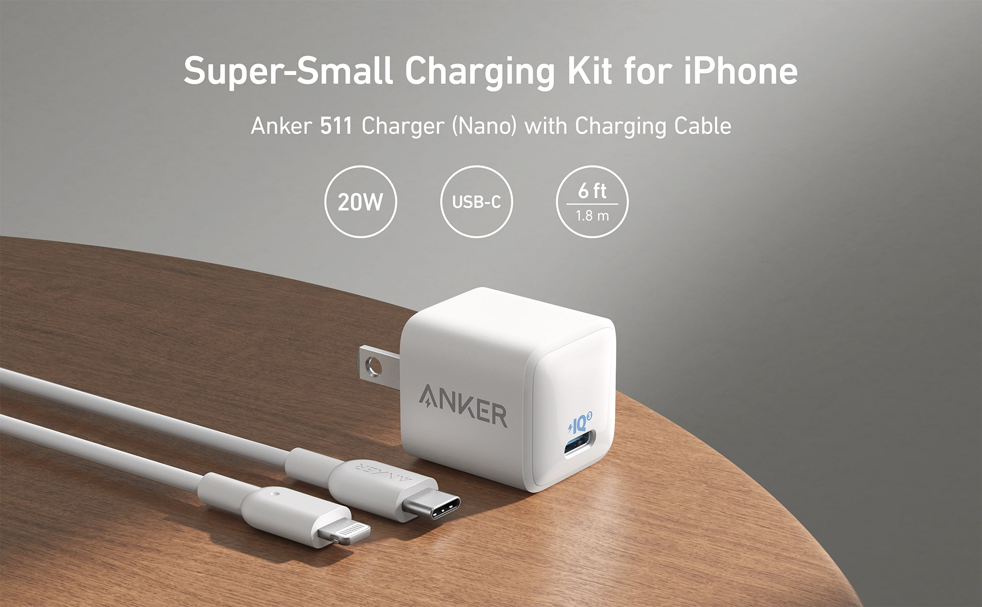 Anker PowerPort III Nano 20W USB C Wall Charger with Lightning Cable 4