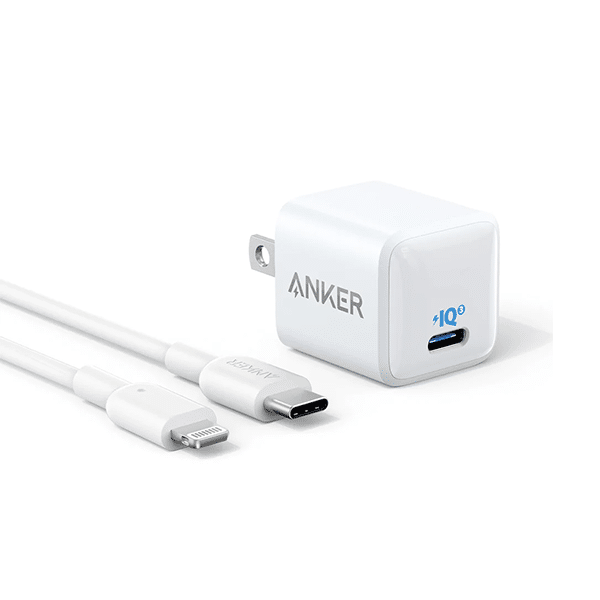 Anker PowerPort III Nano 20W USB C Wall Charger with Lightning Cable