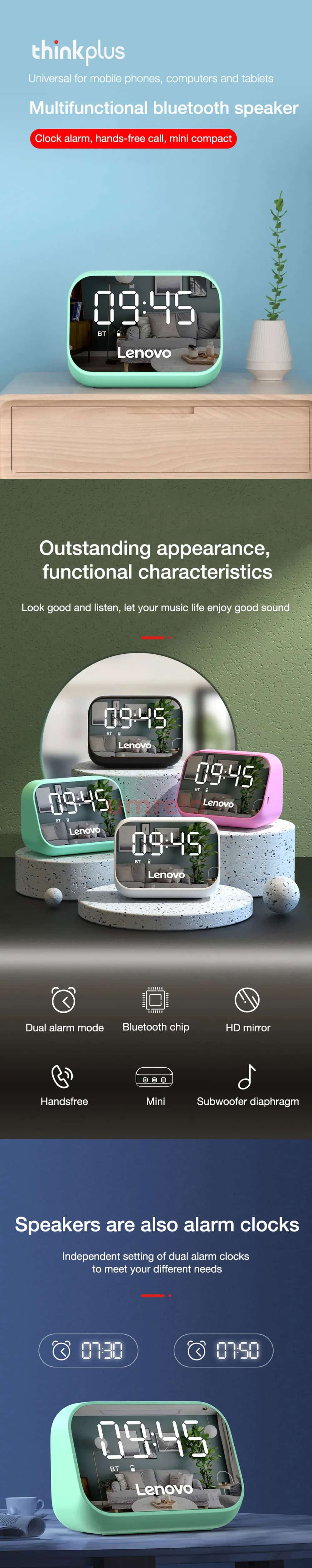 Lenovo TS13 Wireless Spaker with LED Alarm 3