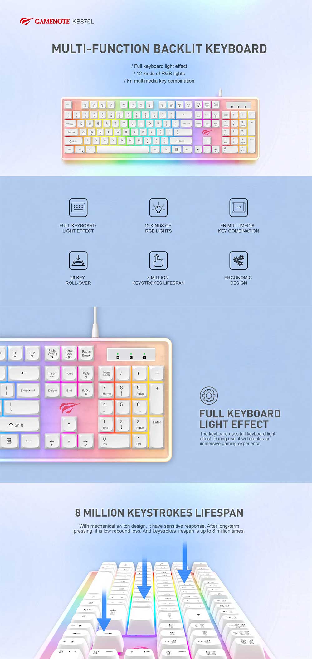 Havit KB876L USB Multi Function Backlit Keyboard 5