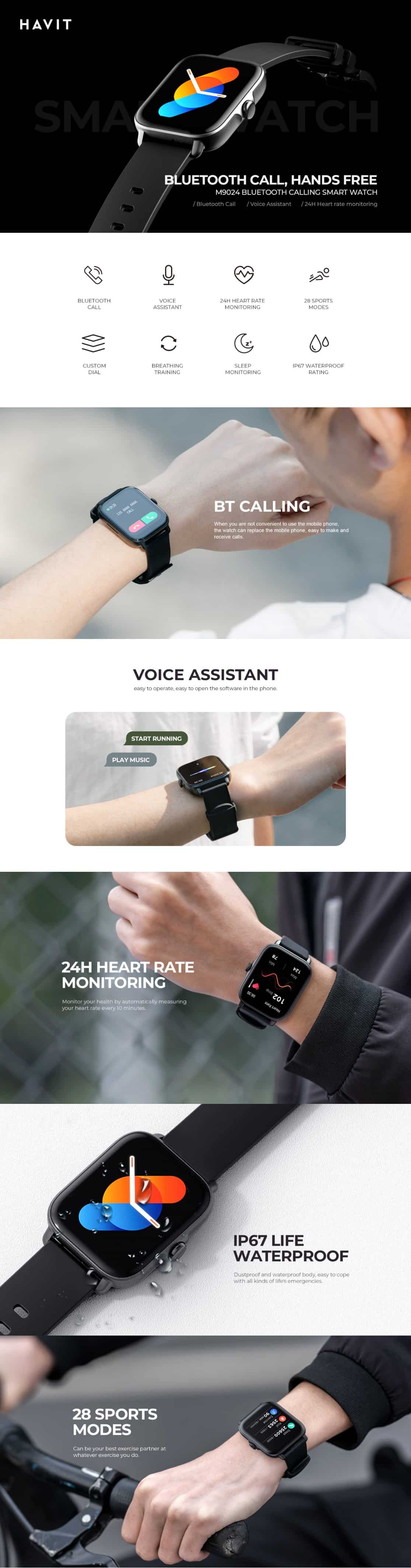 Havit M9024 Bluetooth Calling Smart Watch 5