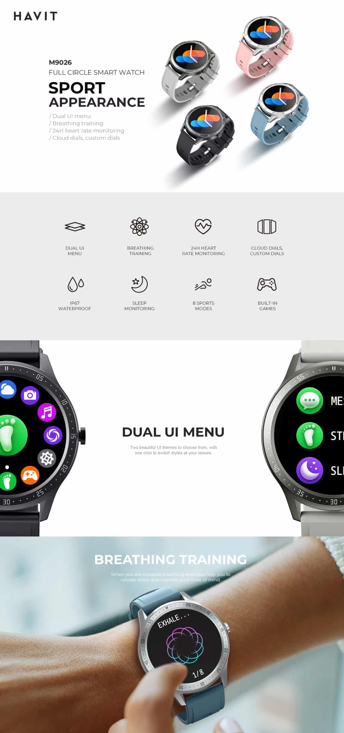 Havit M9026 Bluetooth Calling Smart Watch 6