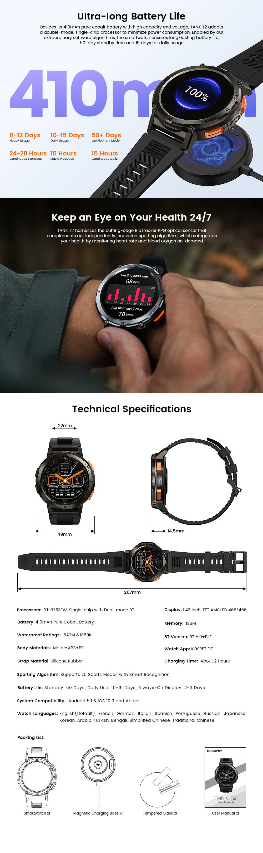 KOSPET TANK T2 Smart Watch 7