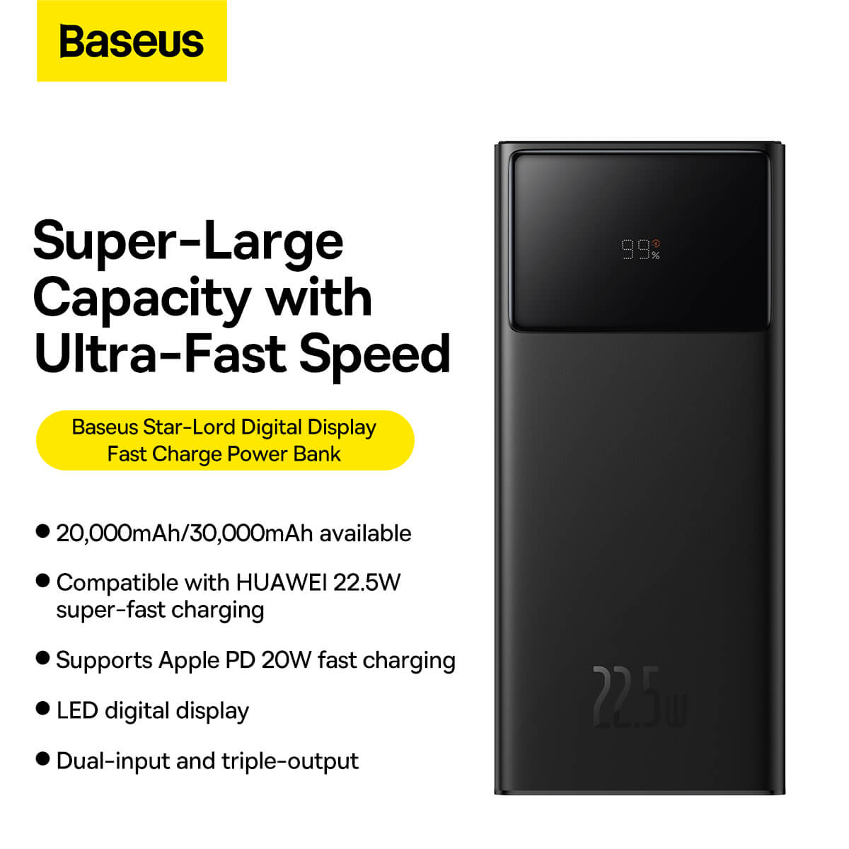 Baseus Star Lord 20000mAh 22.5W Digital Display Fast Charge Power Bank 6