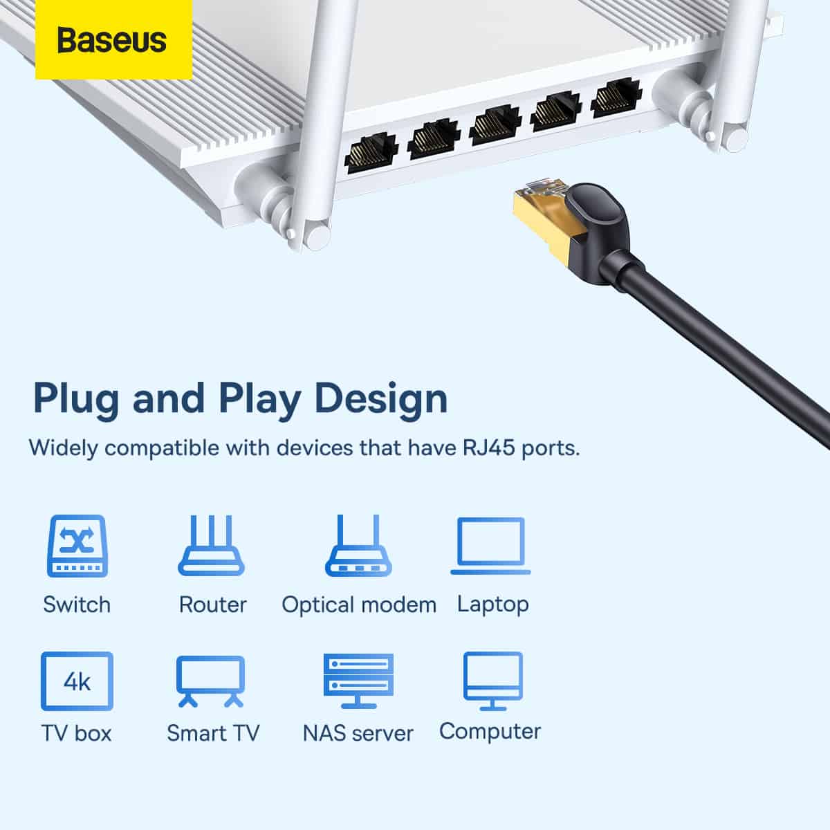 Baseus High Speed RJ45 10Gigabit Round Type Network Cable 10