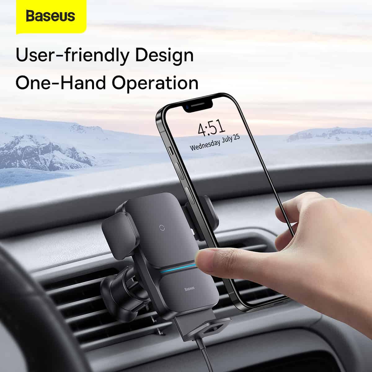 Baseus Wisdom Car Mount Qi 15W Wireless Charger Air Outlet Base 10