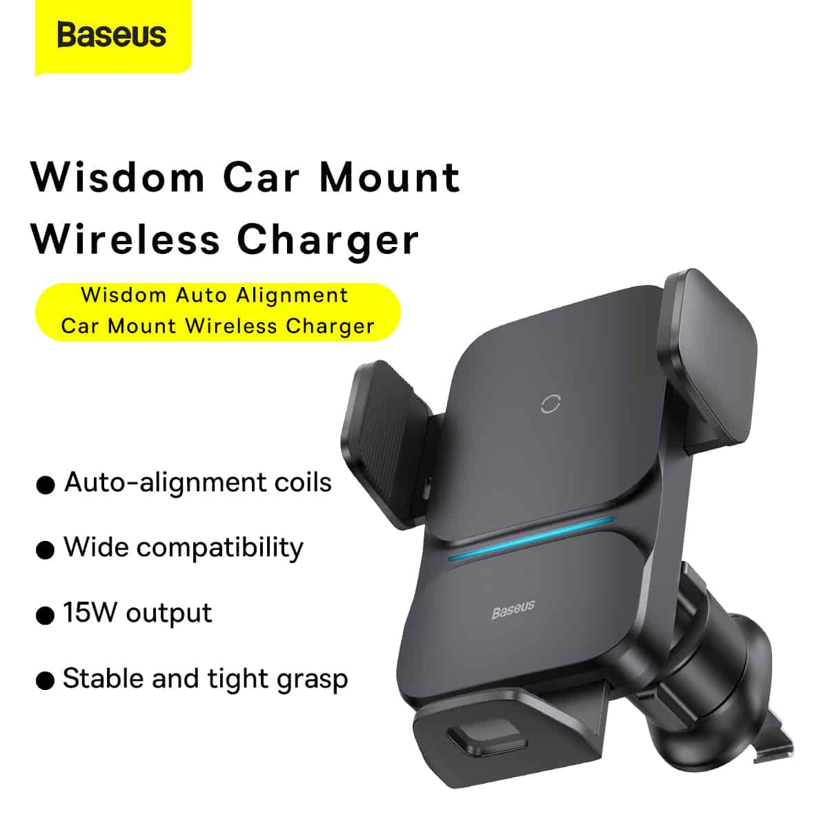 Baseus Wisdom Car Mount Qi 15W Wireless Charger Air Outlet Base 6