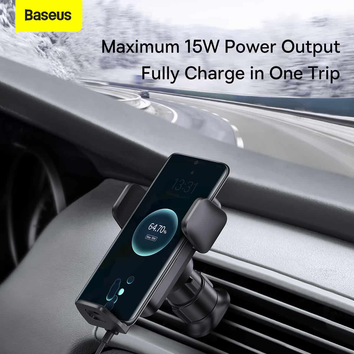 Baseus Wisdom Car Mount Qi 15W Wireless Charger Air Outlet Base 9