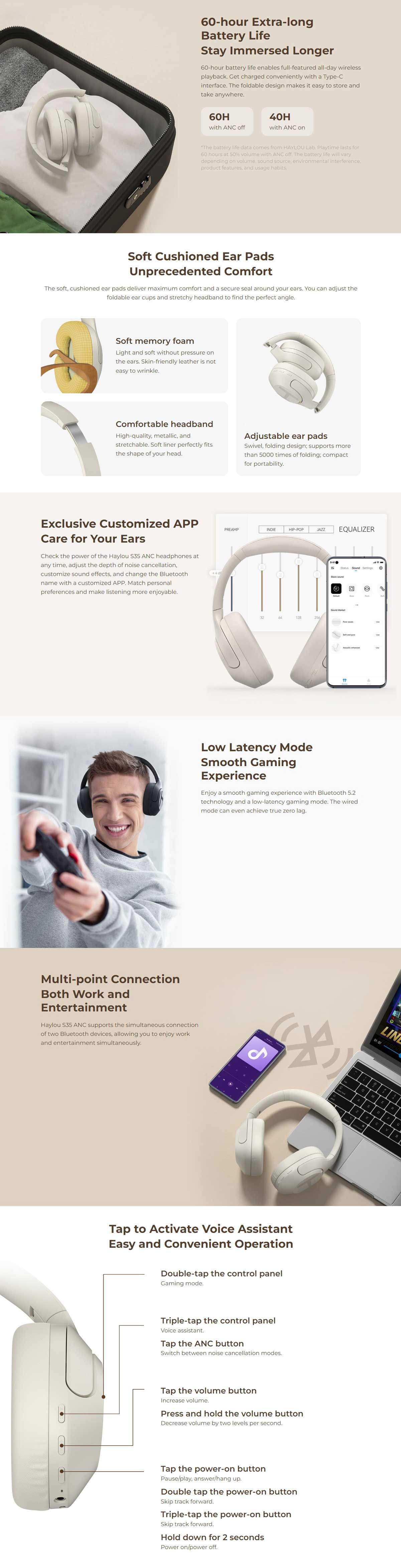 Haylou S35 ANC Over ear Noise Canceling Headphones 4