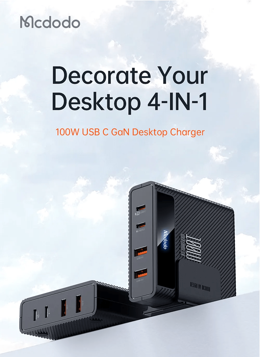 Mcdodo USB C 4 IN 1 2C2A 100W Fast Charging Station With AC Cable 1.5M 3 12