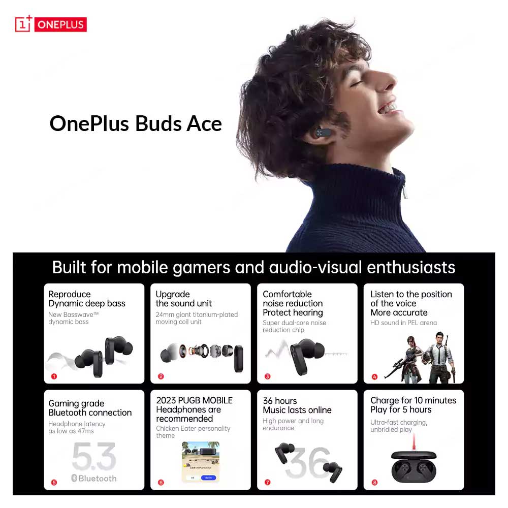 OnePlus Buds Ace ANC True Wireless Earbuds 2