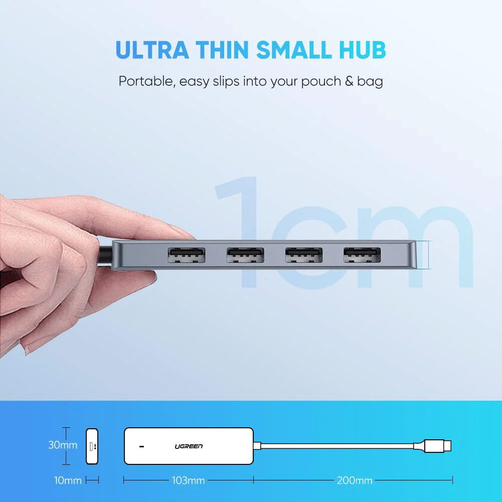 UGREEN CM219 4 Port USB 3.0 HUB with USB C Power Supply 4