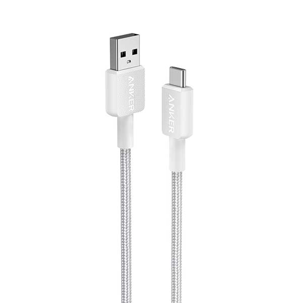 Anker 322 USB A to USB C Nylon Braided Charging Cable White