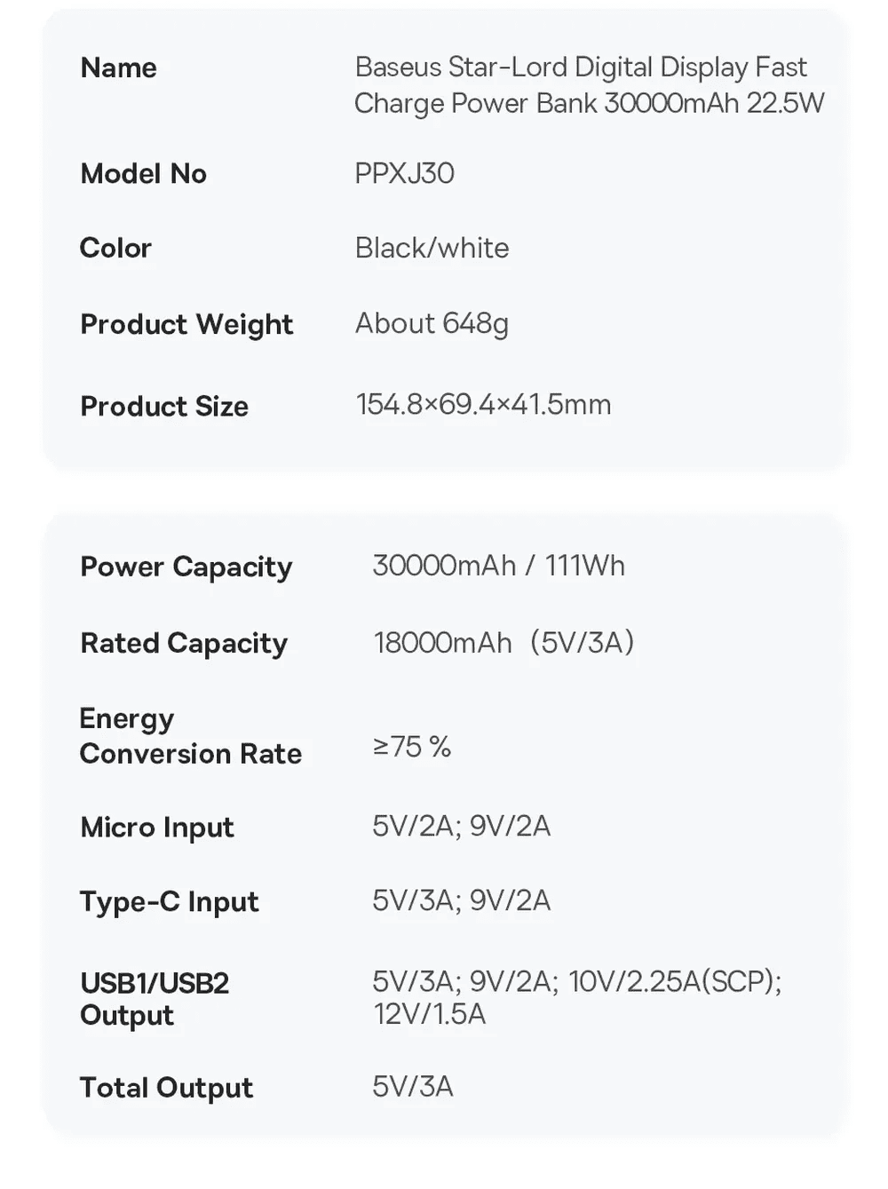 Baseus Star Lord 30000mAh 22.5W Digital Display Fast Charge Power Bank 6 10