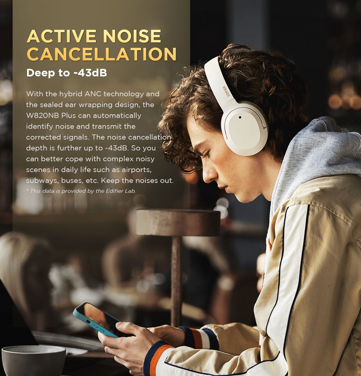 Edifier W820NB Plus Hi Res LDAC Active Noise Cancelling Headphones 3