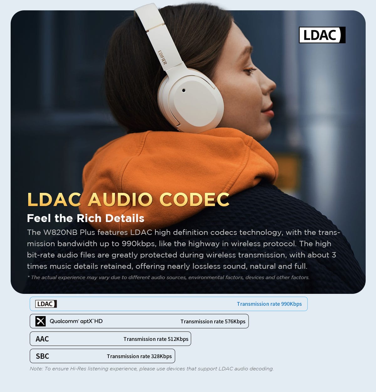 Edifier W820NB Plus Hi Res LDAC Active Noise Cancelling Headphones 4