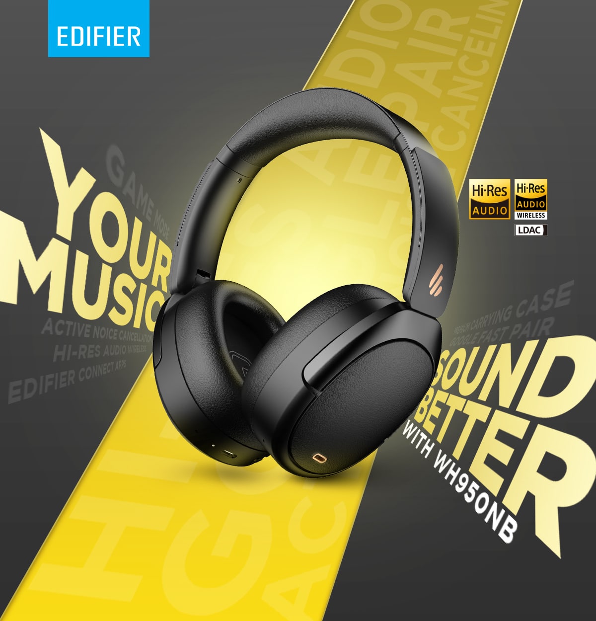 Edifier WH950NB Wireless Noise Cancellation Over Ear Headphones 3