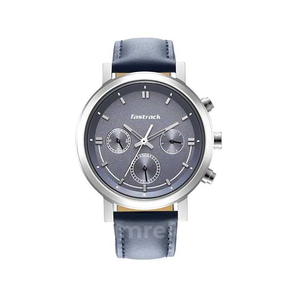 Fastrack NR3287SL01 Tick Tock Blue Dial Leather Watch