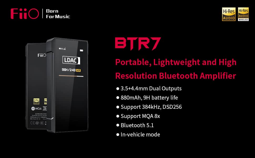 FiiO BTR7 High Resolution Portable Bluetooth DACAMP 6