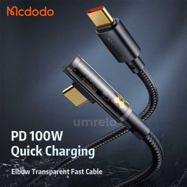 Mcdodo Prism Series 100W Right Angle USB C to USB C Transparent Cable 5