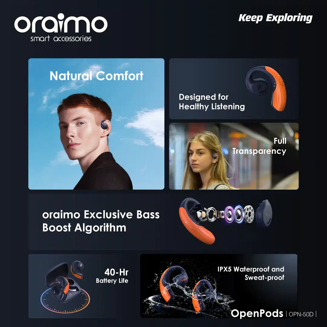 Oraimo OPN 50D Opens Pods Open Ear True Wireless Earphones 3 4