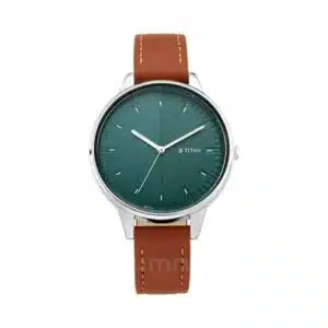 Titan 2648SL01 Workwear Women Watch with Green Dial Leather Strap