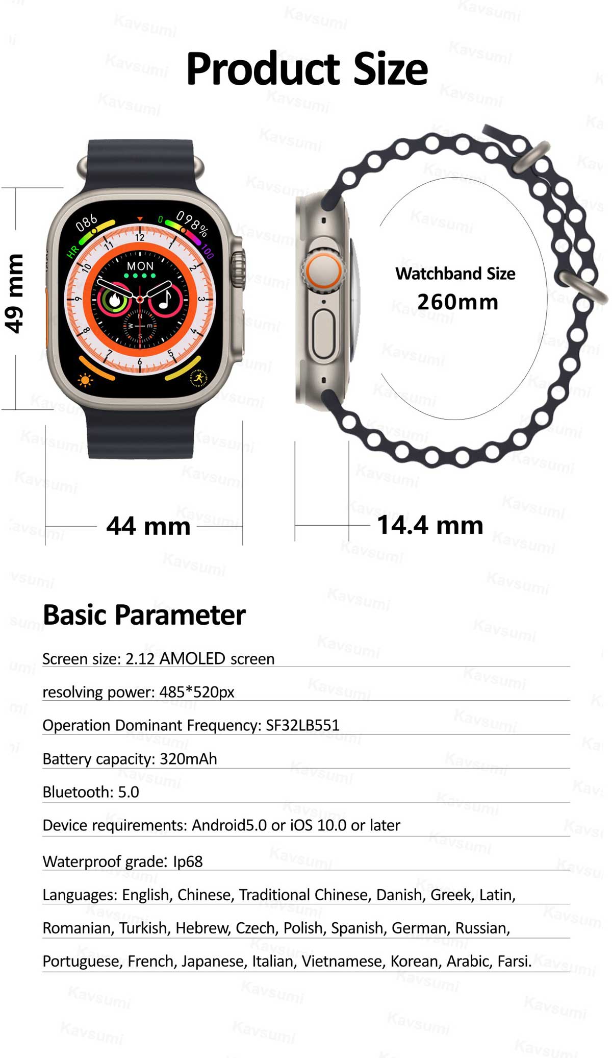HK8 Pro Max AMOLED Bluetooth Calling Smart Watch 10