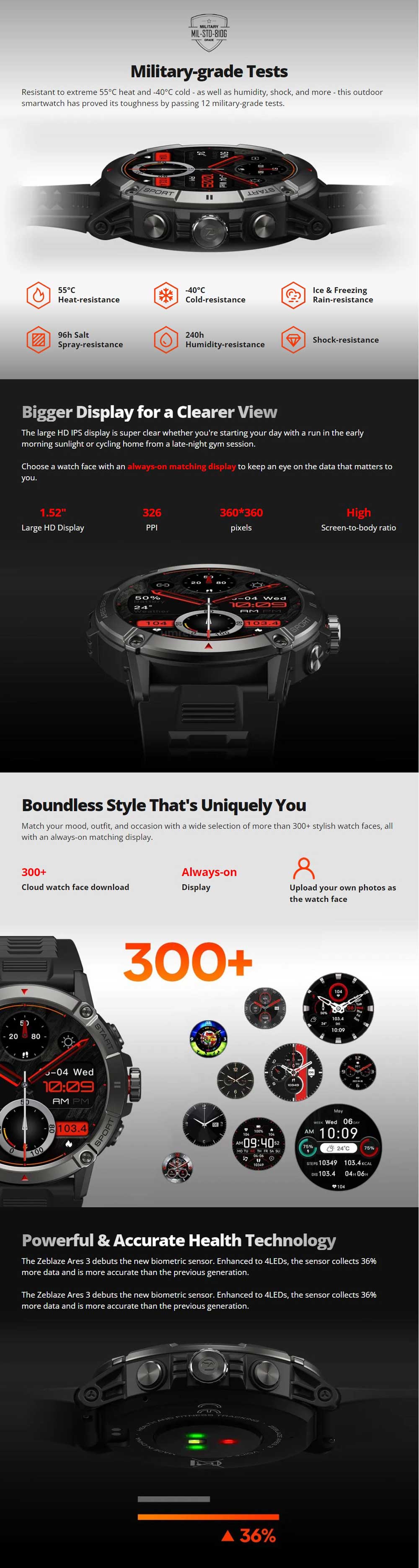 Zeblaze Ares 3 Rugged Bluetooth Calling Smart Watch 3
