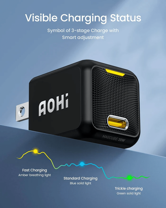 AOHI MAGCUBE 30W PD Fast Charger with USB C to USB C Cable 6