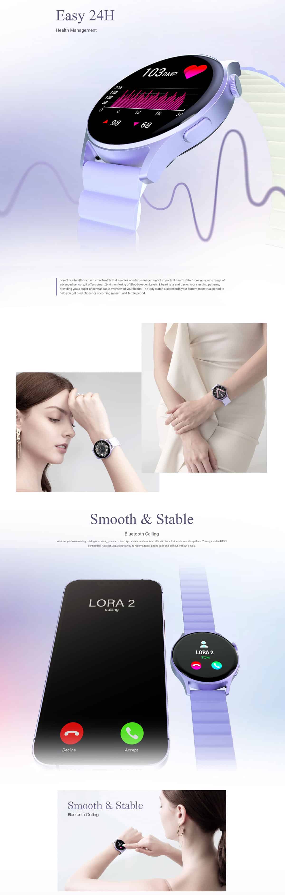 Kieslect Lora 2 Lady Calling Smart Watch 4