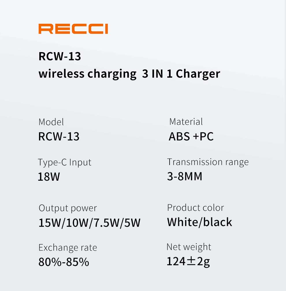 RECCI RCW 13 15W 3 in 1 Wireless Charger 6