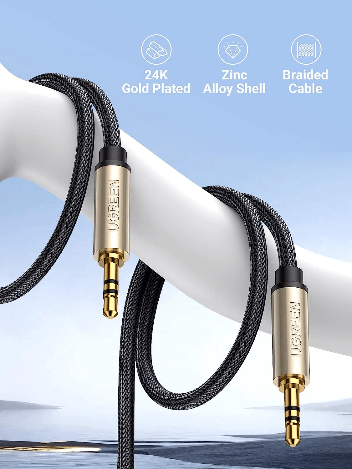 UGREEN AV125 3.5mm Male to 3.5mm Male Hi Fi Aux Audio Cable 10607 2