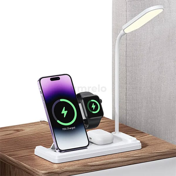 USAMS US-CD195 15W 4 IN 1 Wireless Charging Phone Holder With Table Lamp
