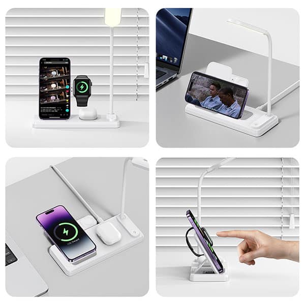 USAMS US CD195 15W 4 IN 1 Wireless Charging Phone Holder With Table Lamp 5