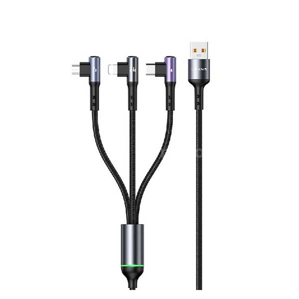 USAMS US-SJ561 U80 3 in 1 Right Angle 66W Fast Charging Data Cable