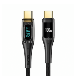 USAMS US-SJ591 Type-C To Type-C PD 100W Transparent Digital Display Cable 2 Meter