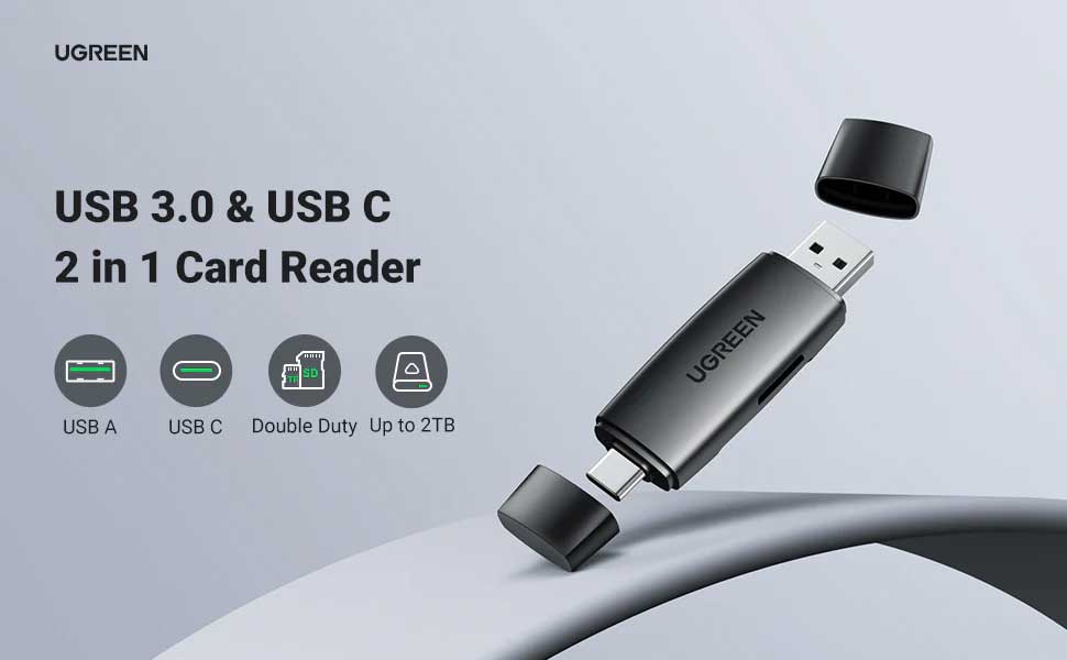 Ugreen CM304 2 in 1 USB A USB C Card Reader 80191 4