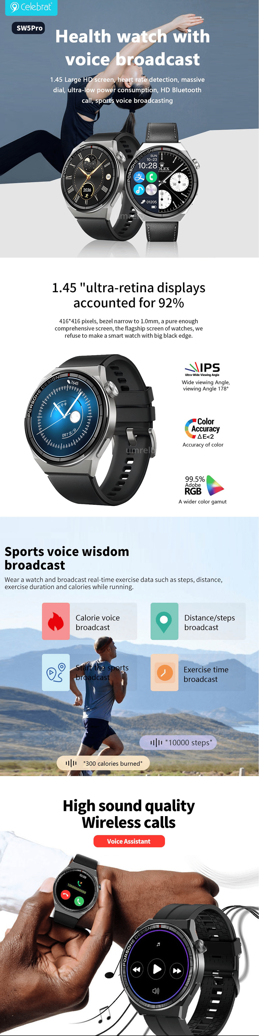 Yison Celebrat SW5PRO Bluetooth Calling Smart Watch 2