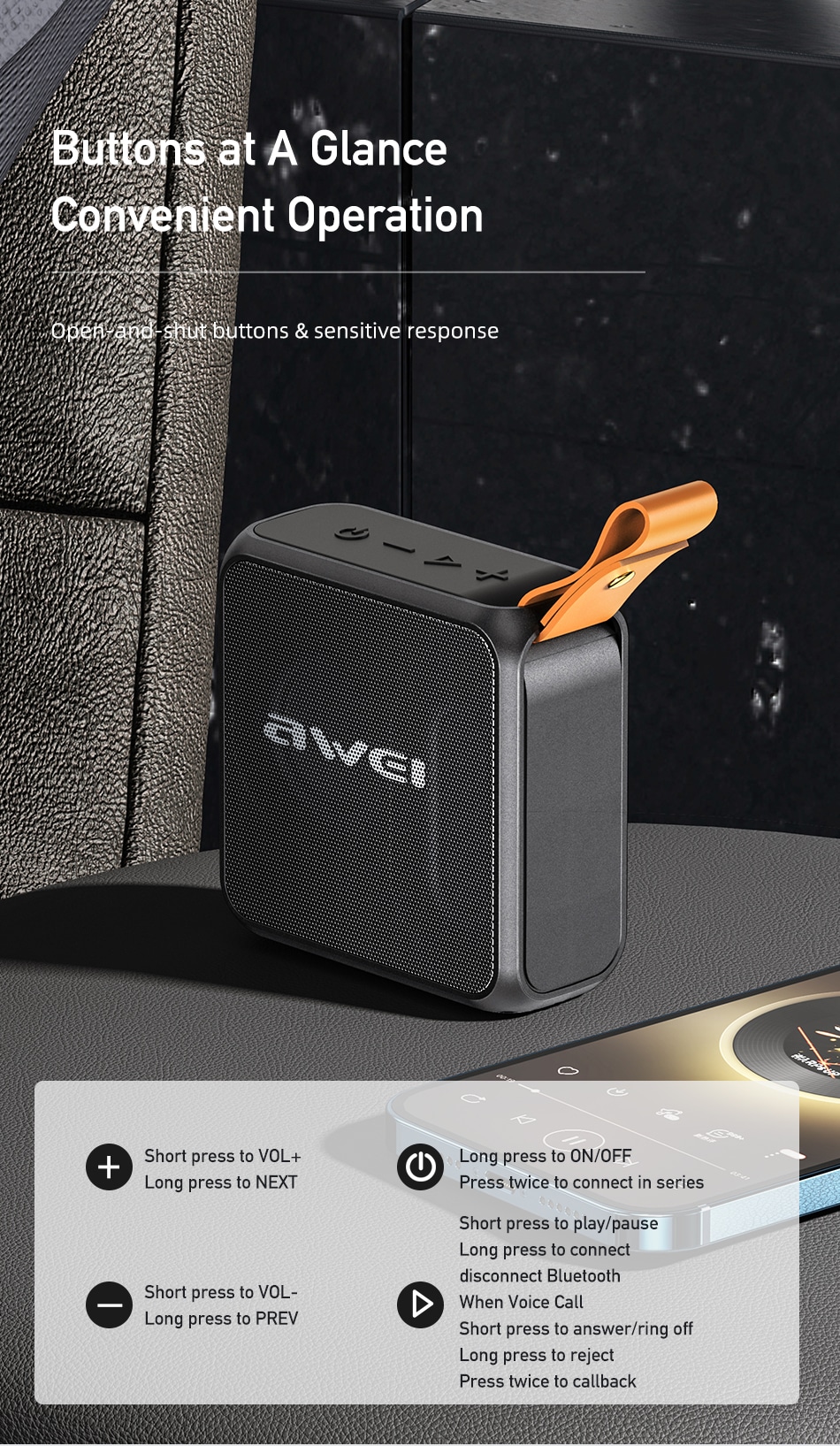 Awei Y119 Portable Bluetooth Speaker 7