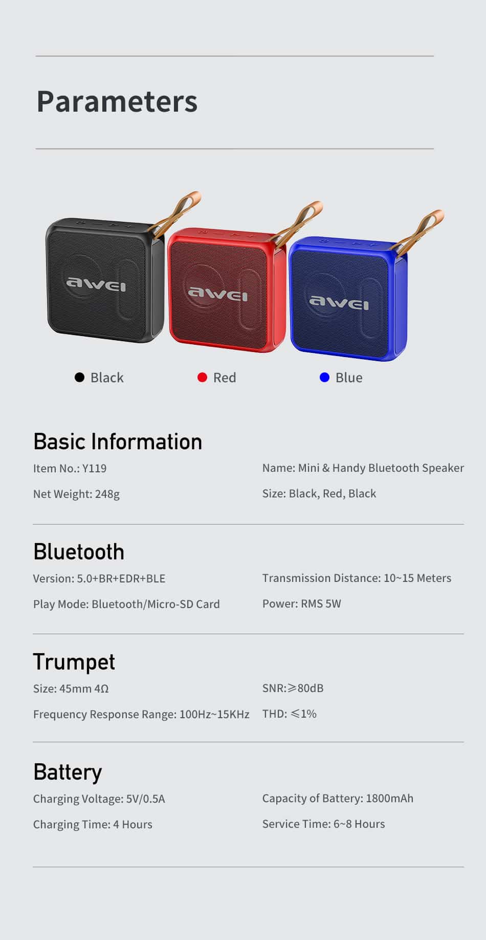 Awei Y119 Portable Bluetooth Speaker 8