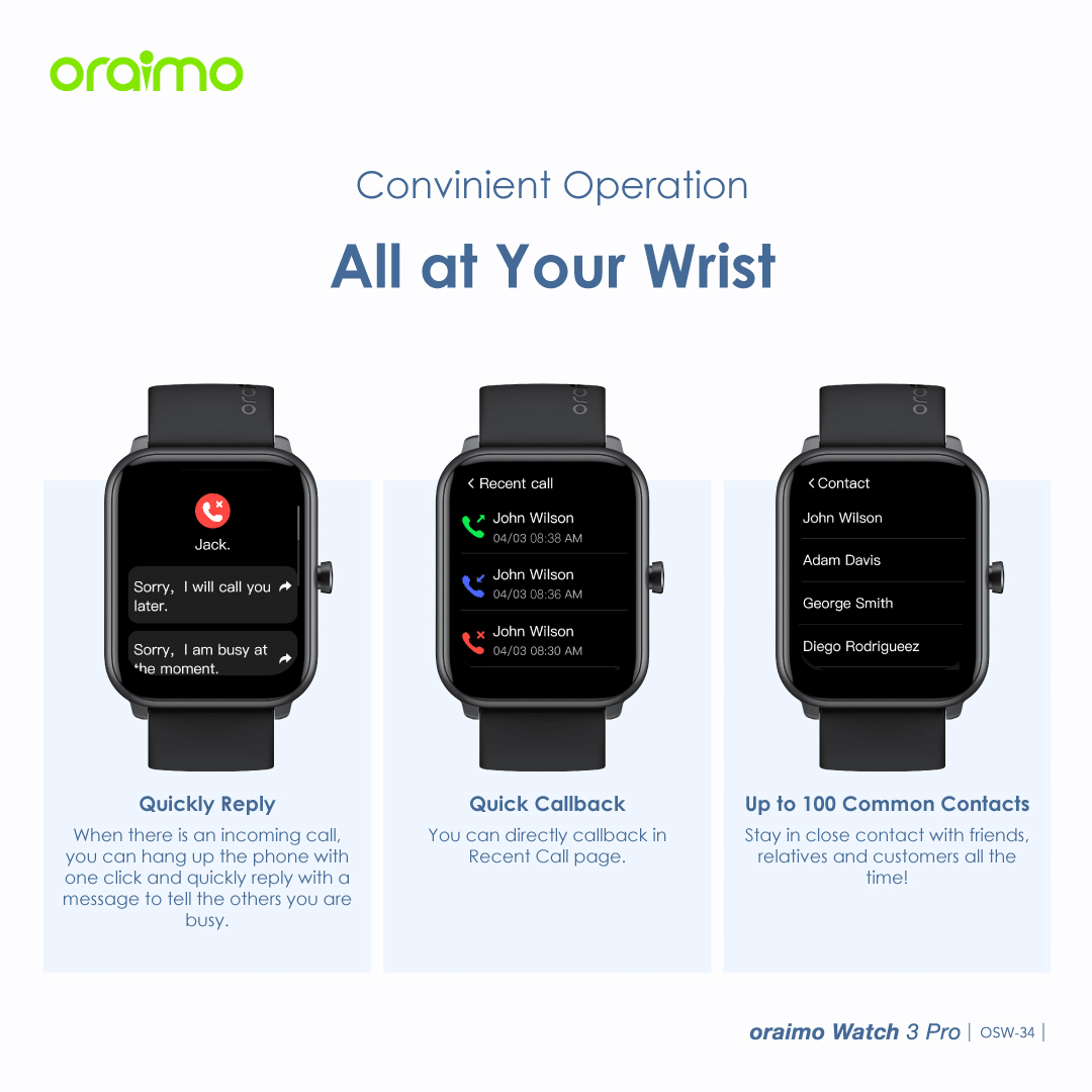 Oraimo Watch 3 Pro Bluetooth Calling Smart Watch 6