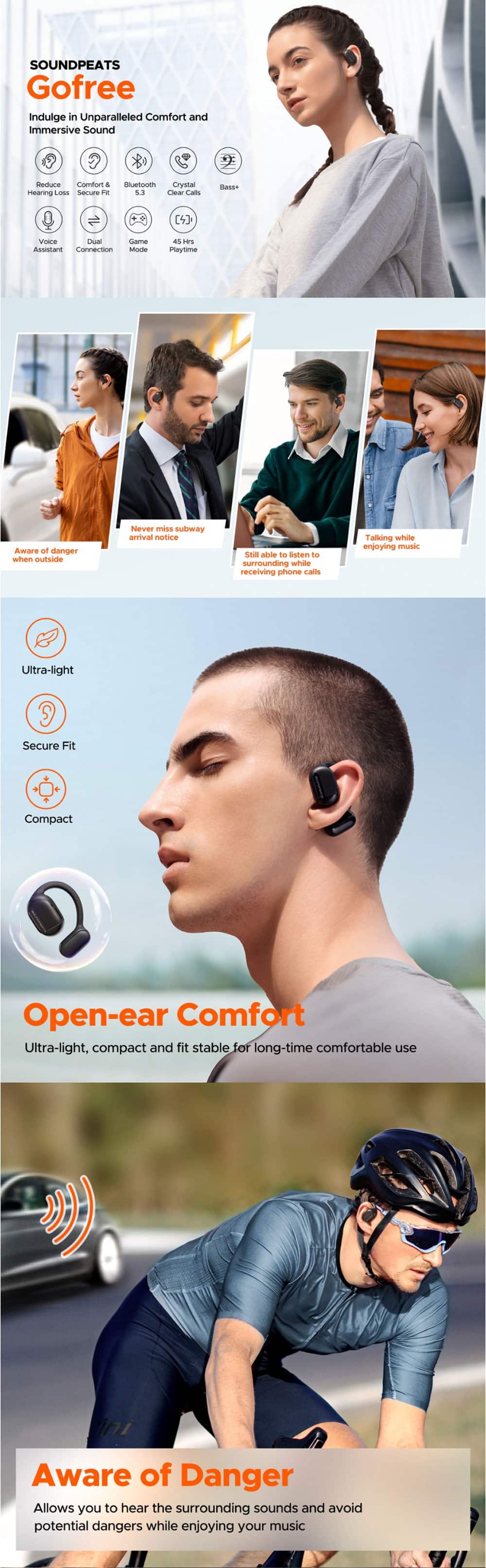 SoundPEATS GOFREE Open Ear True Wireless Earbuds 3