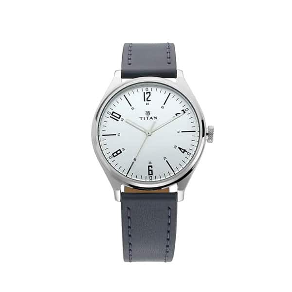 Titan 1802SL02 Workwear Silver Dial & Blue Leather Strap Men's Watch