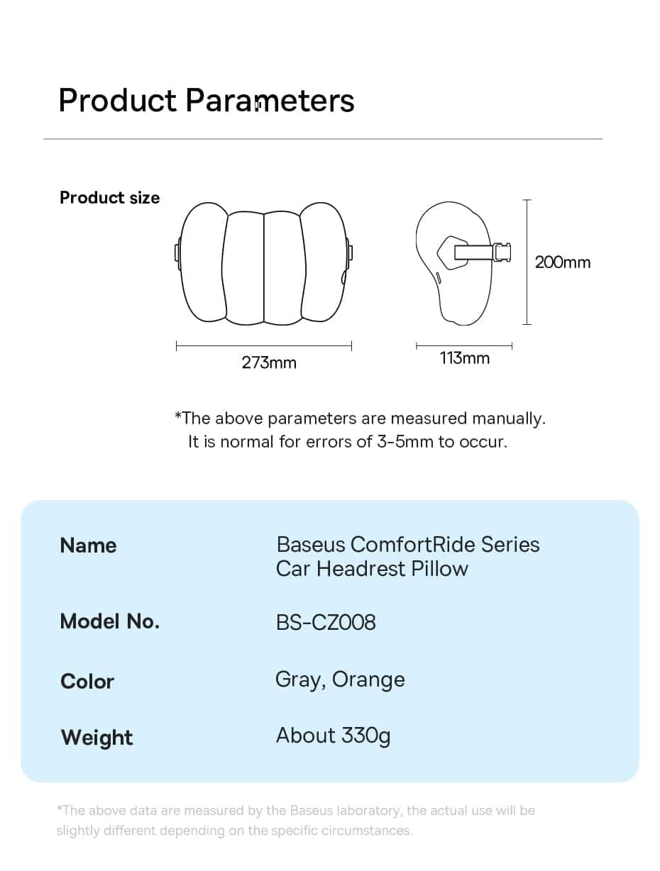 Baseus ComfortRide Series Car Headrest Lumbar Pillow 15