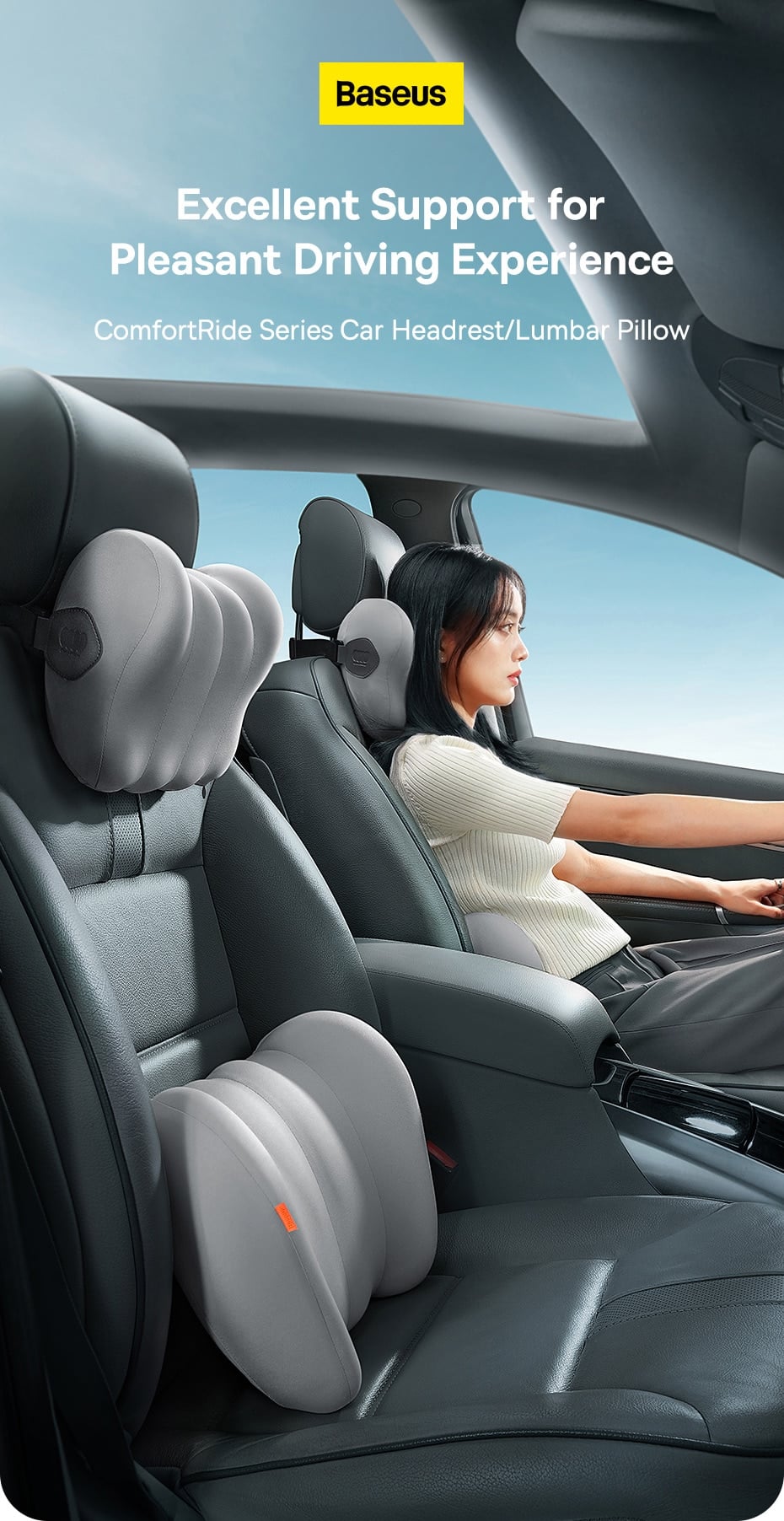 Baseus ComfortRide Series Car Headrest Lumbar Pillow 3