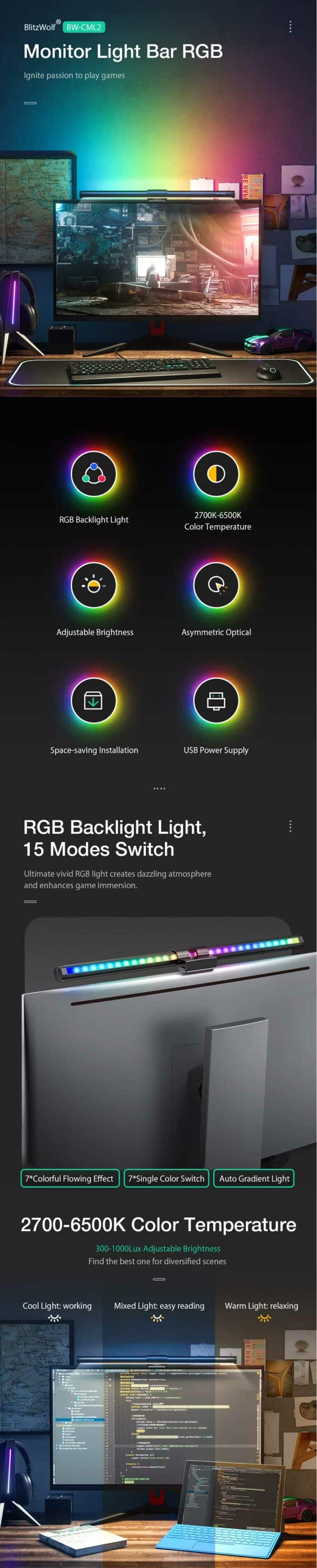 Blitzwolf Bw Cml Rgb Desktop Monitor Light Bar Price In Bangladesh Umrelo Com
