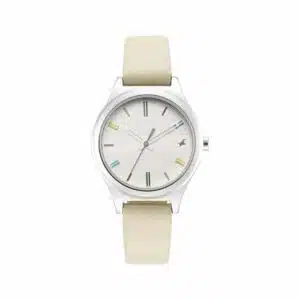 Fastrack NR6152SL06 Stunners White Dial Grey Leather Strap Women’s Watch