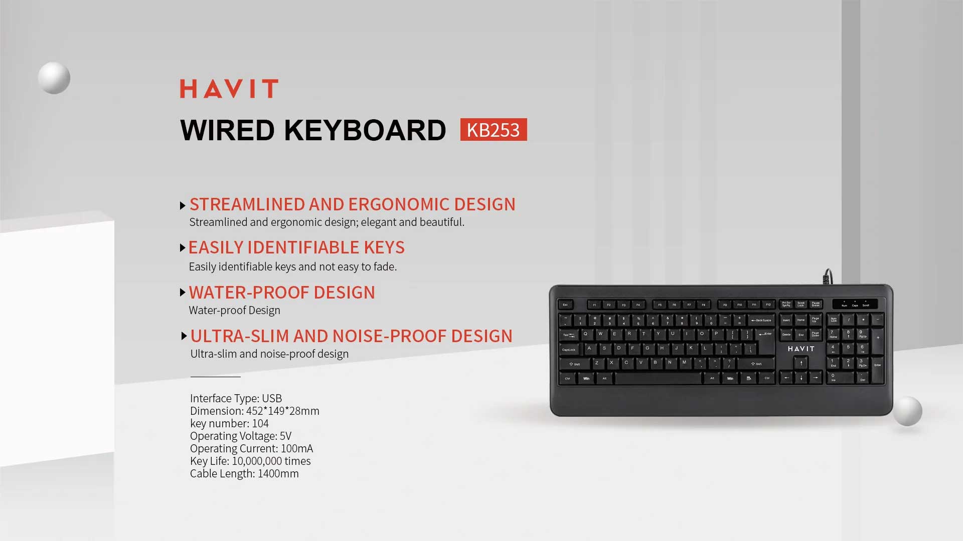 Havit KB253 Wired keyboard 3