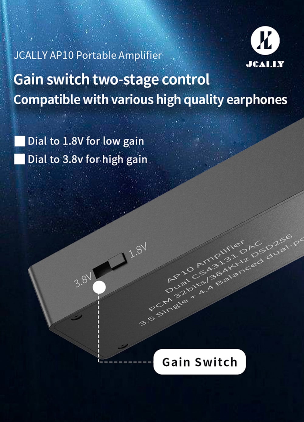 Jcally AP10 Portable Headphone DAC Amplifier 10